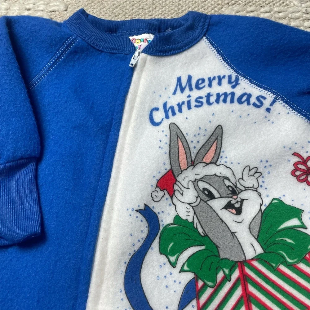 NWT Vintage Gerber Looney Tunes Bugs Bunny Christmas One Piece Pajamas 6 Mon